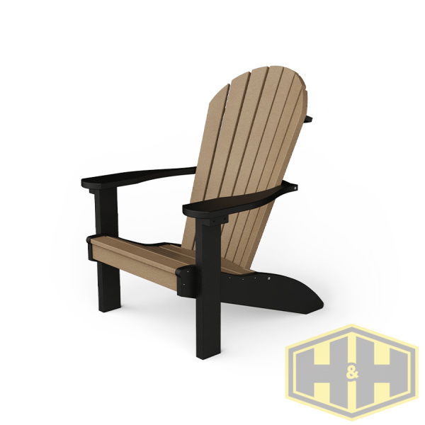 PATIOVA QSCPA2-WWBK Poly Adirondack Chair - Weathered Wood & Black